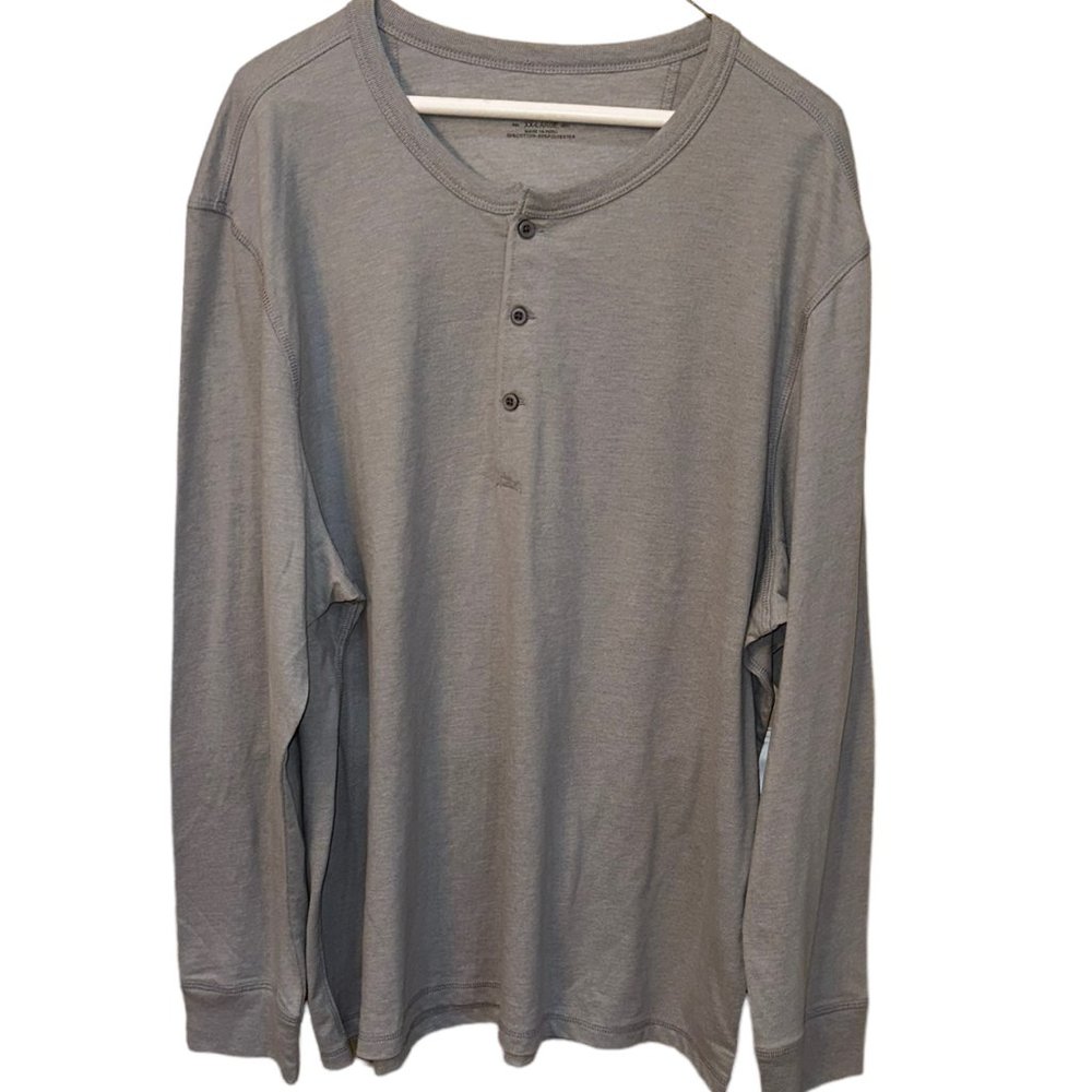 Men's UNTUCKit Heather Grey Long Sleeve Henley T-Shirt Size XX-Large